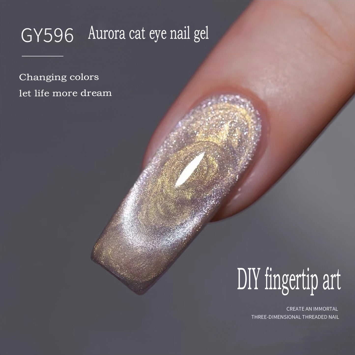 Aurora thread cat eye manicure