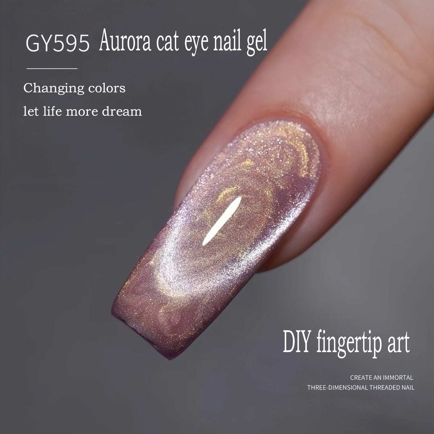 Aurora thread cat eye manicure