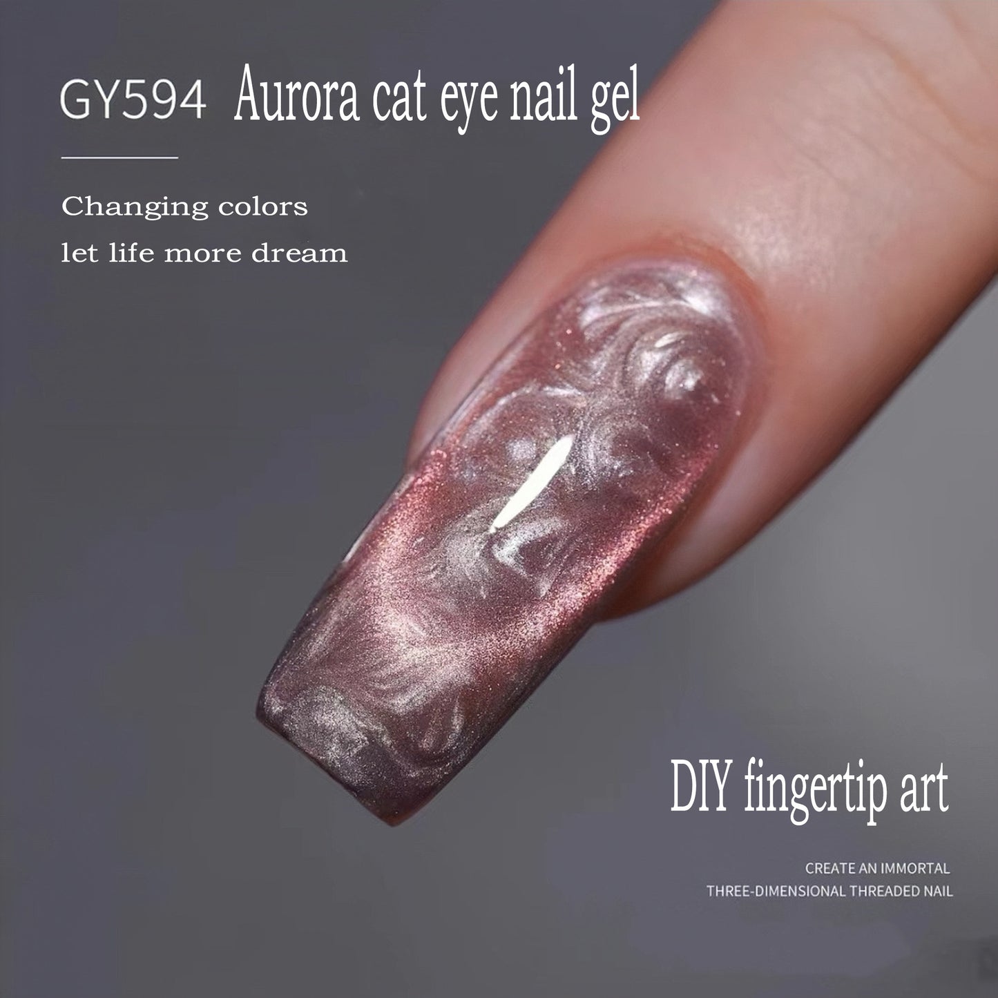 Aurora thread cat eye manicure