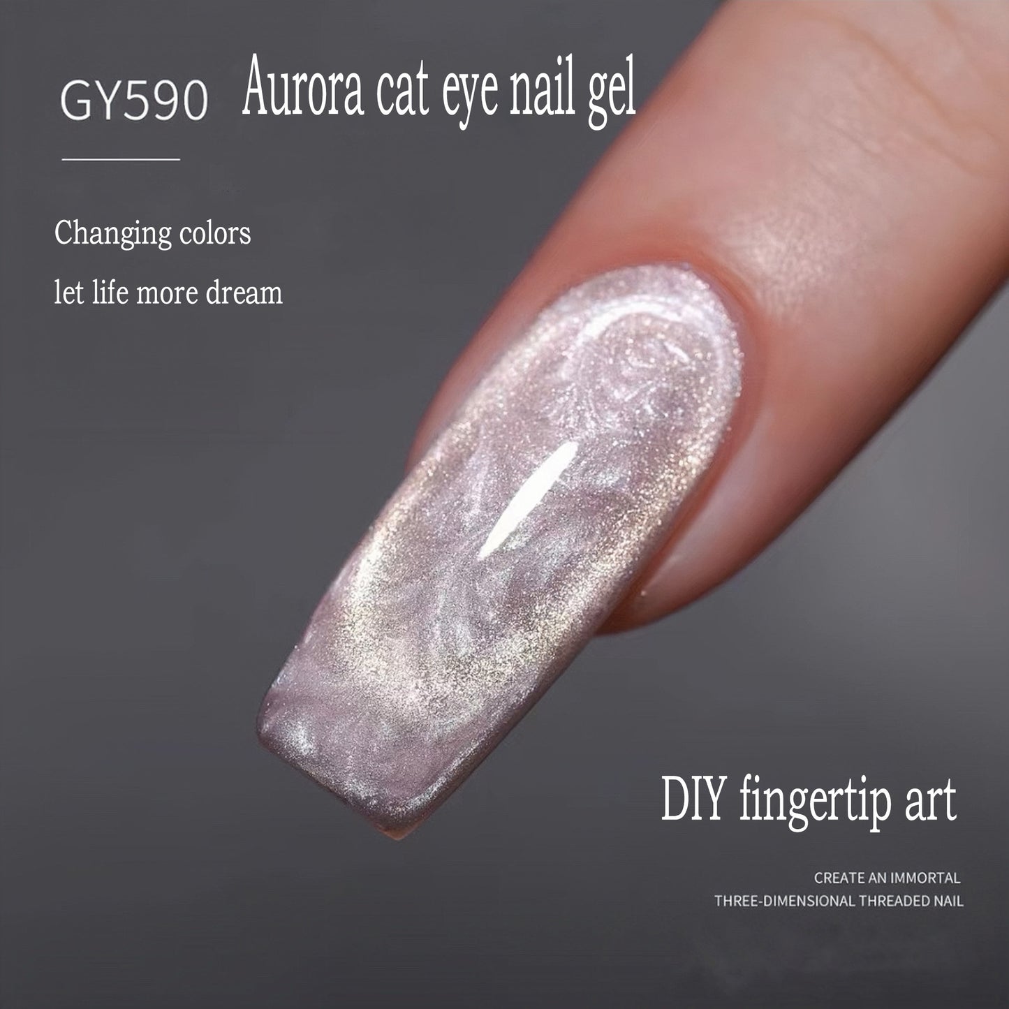 Aurora thread cat eye manicure