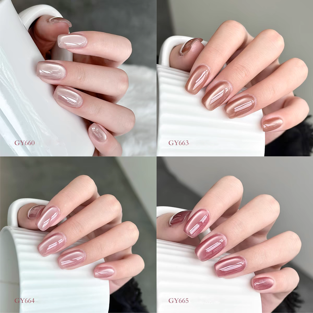 Romantic French Cat Eye Nail Gel