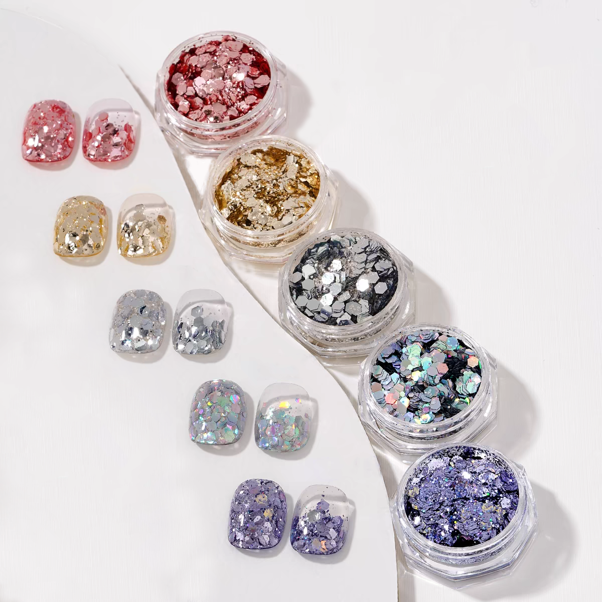 Multi-color nail polish sequins