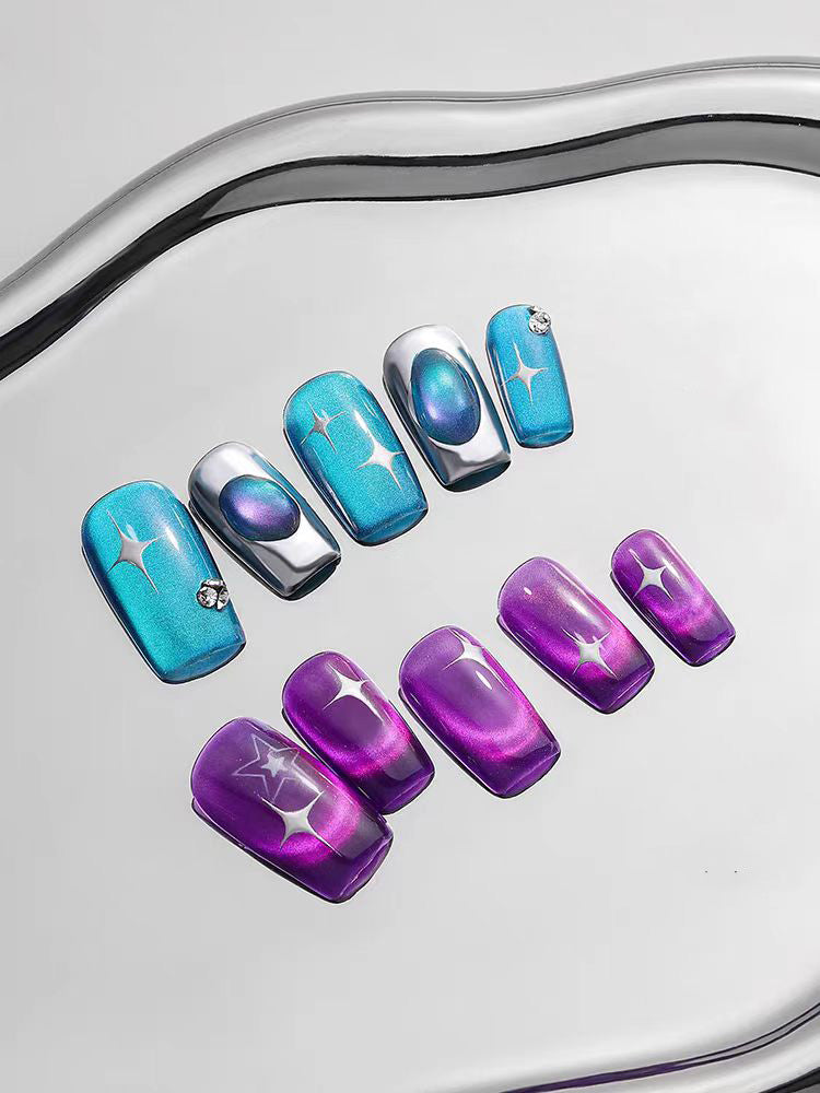 High-Density Two-Tone Fine Sparkle Cat Eye Nail Gel