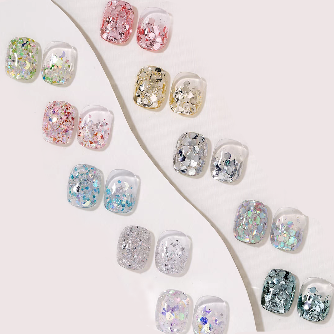 Multi-color nail polish sequins