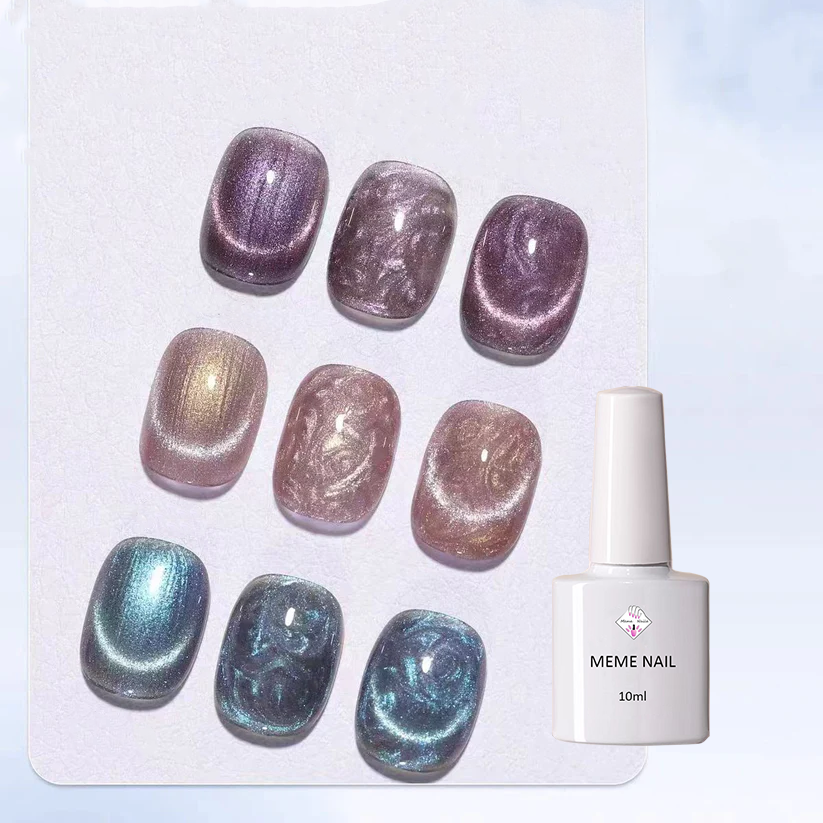 Aurora thread cat eye manicure