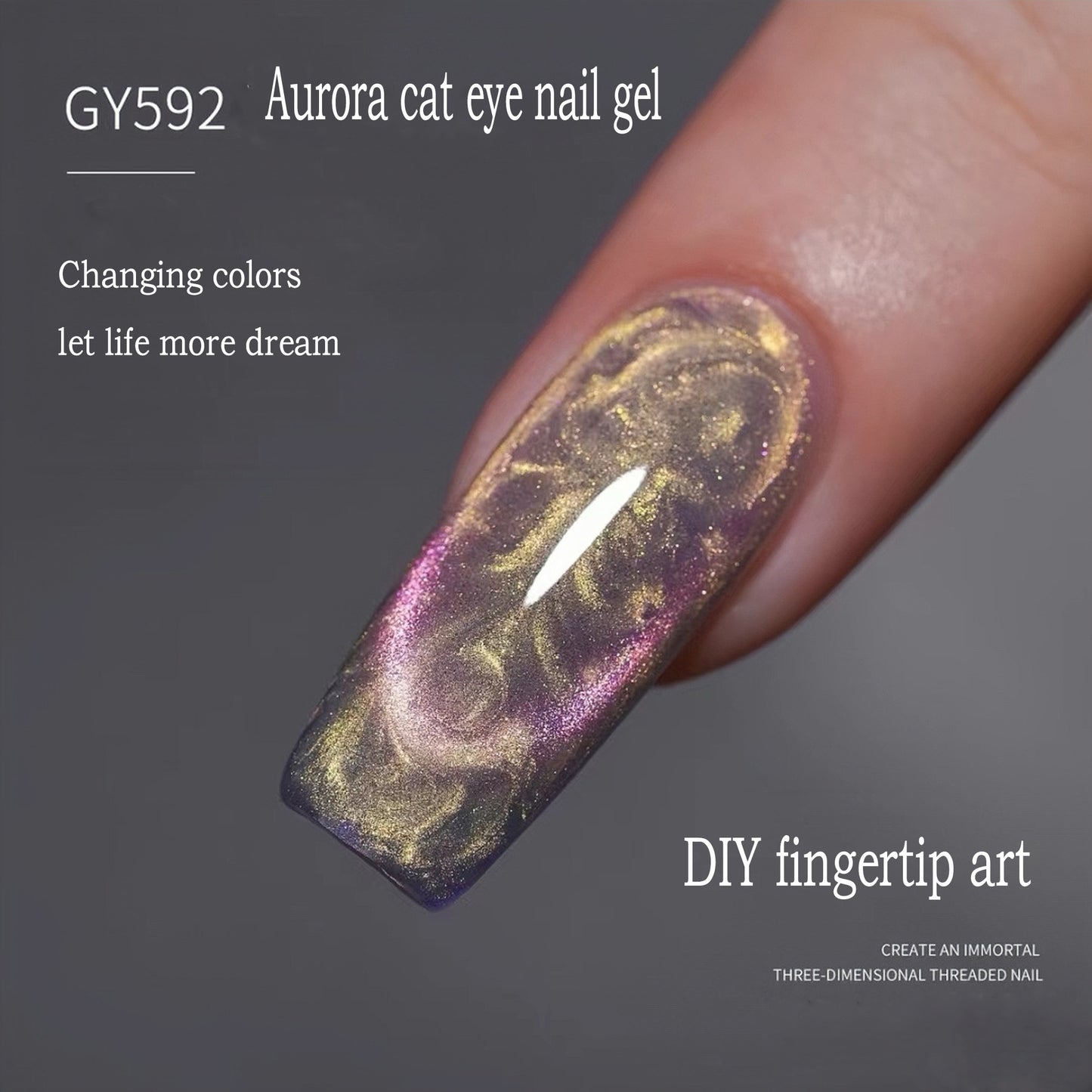 Aurora thread cat eye manicure