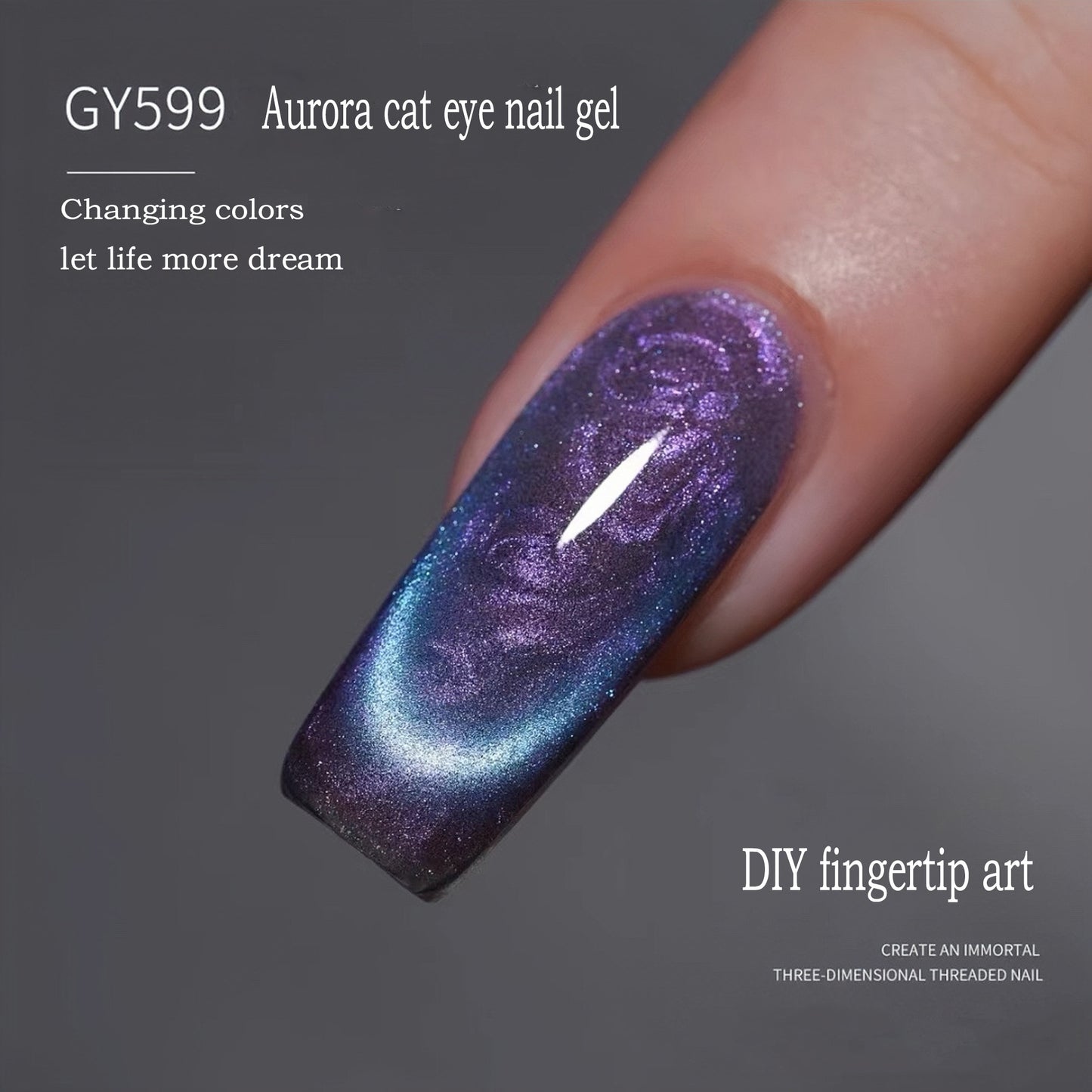 Aurora thread cat eye manicure