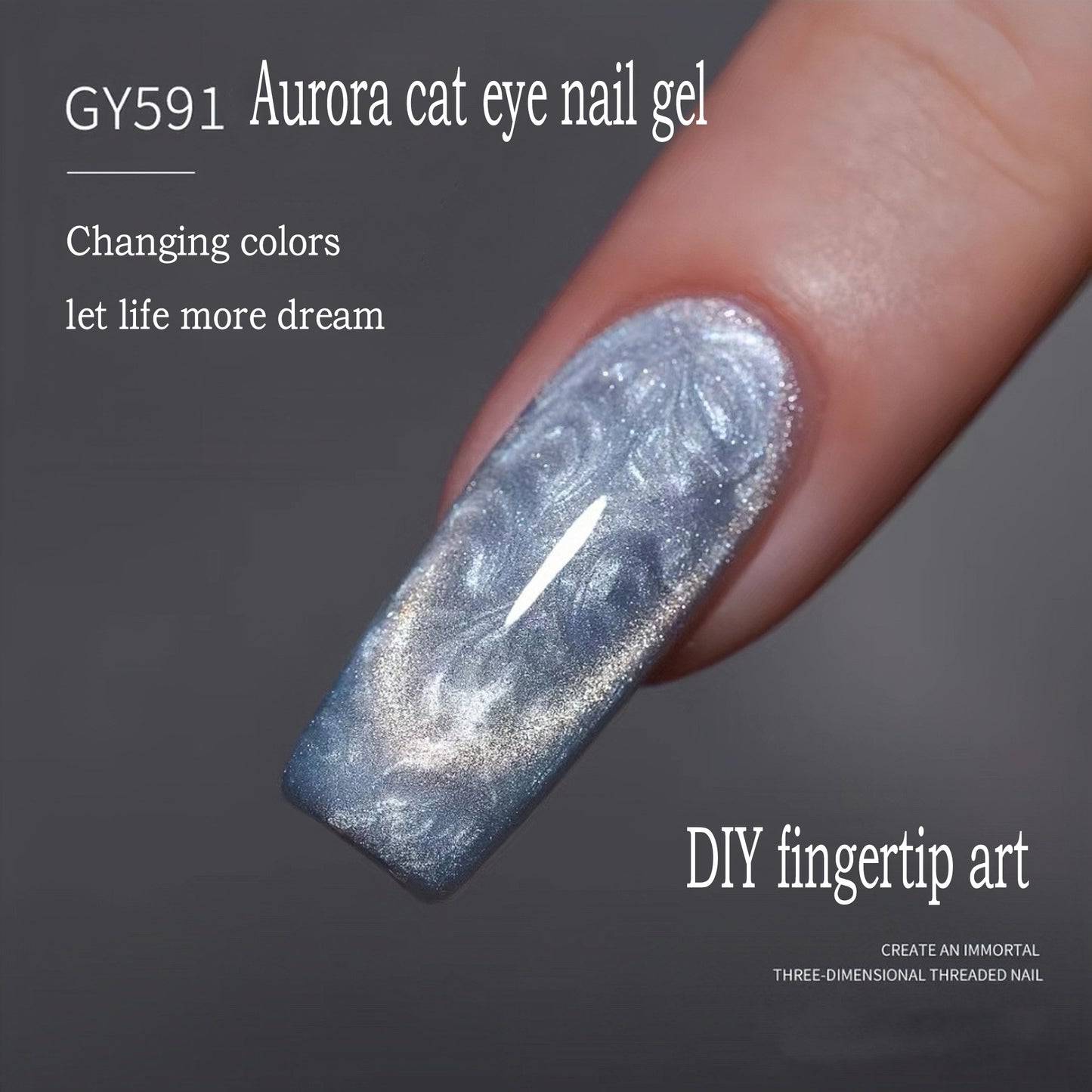 Aurora thread cat eye manicure
